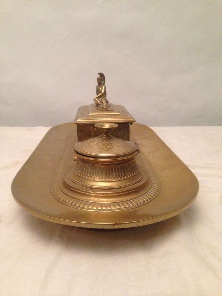 19th Century French Gilded Bronze Inkwell in Napoleon III Period For Sale 7