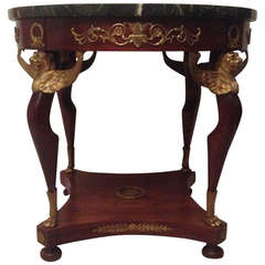 19th Century French Empire Mahogany Table with Good Bronze Dore