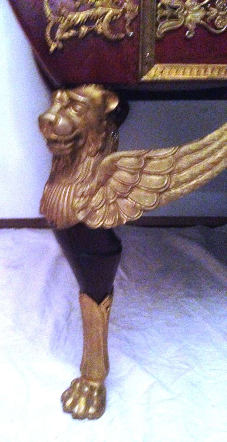 19th Century French Sleeper Empire Mahogany Bronze Dore Good Double Face