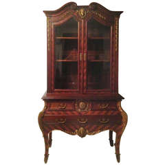 19th Century French, Napoleon III, Rosewood with Bronze Dore Commode Showcase 