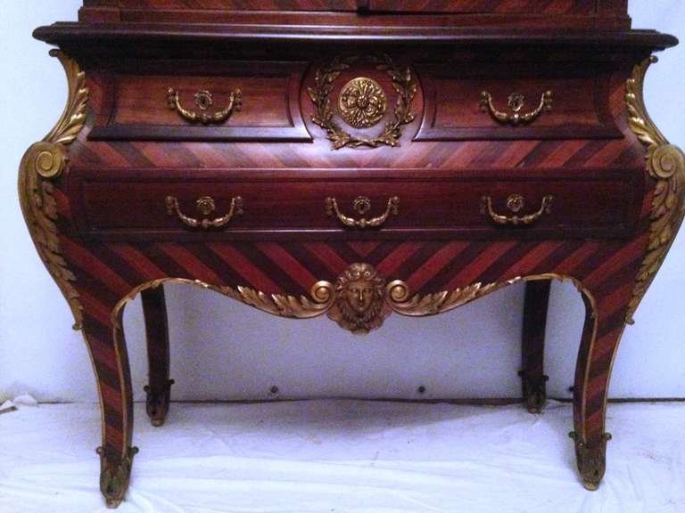 19th French Good Commode Showcase Napoleon III rosewood and with good ebane bronze dore.