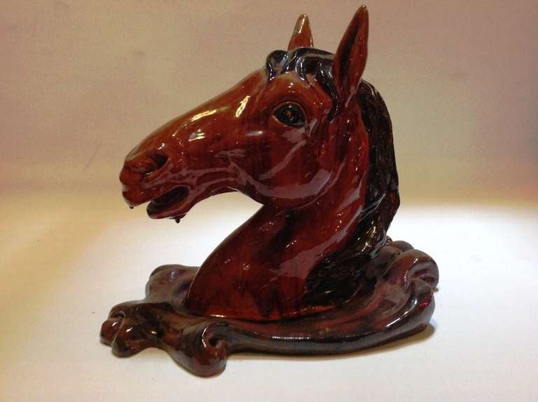 Late 20th Horse Head in Terracotta