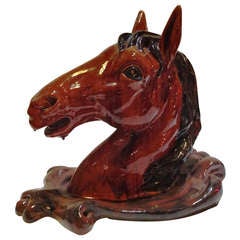 Late 20th Horse Head in Terracotta