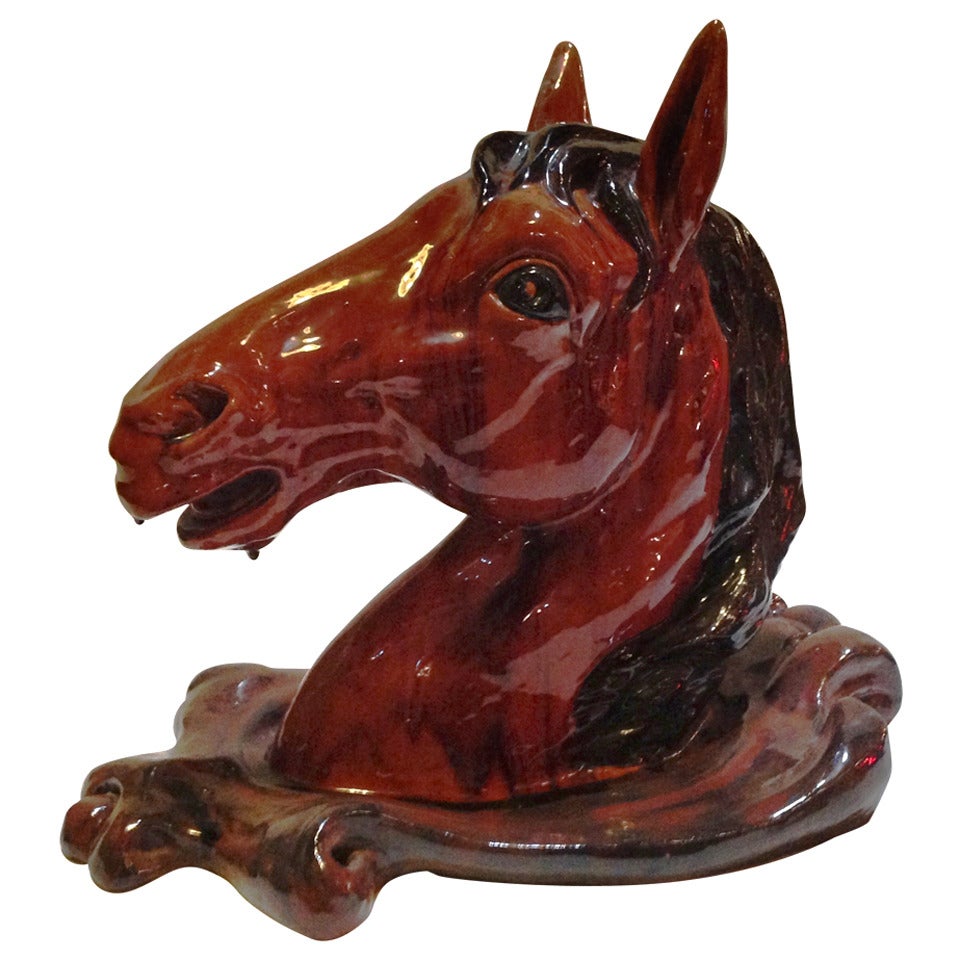 Late 20th Horse Head in Terracotta For Sale