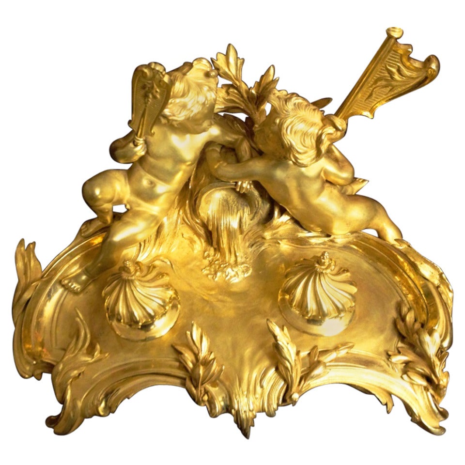 19th Napoleon III French Inkwell Gilt Bronze For Sale