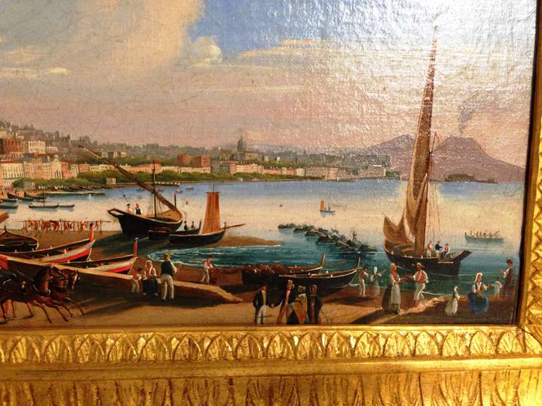 19th Italie (Naples) Oil Painting On Canvas In Excellent Condition For Sale In Paris, FR