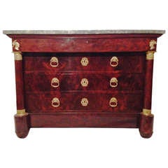 19th French Empire commode in mahogany flame