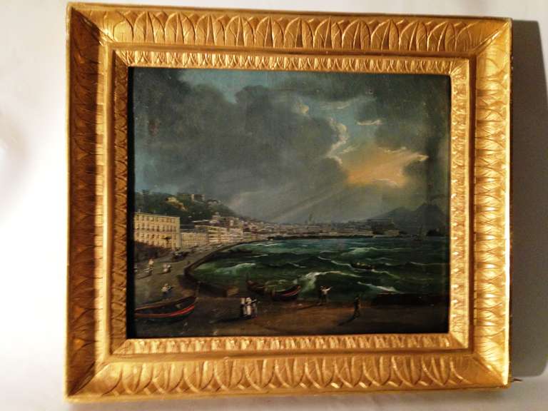 19th Italie Oi On Canvas "Bay Of Naples"