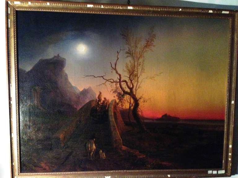 19th Italie Oil On Canvas "Roman Countryside"