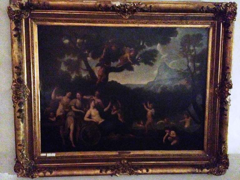 18th Italie Oil On Canvas   Mythological Scene "Diana On the Undercarriage"