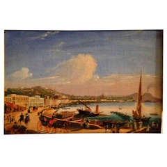 19th Italie (Naples) Oil Painting On Canvas