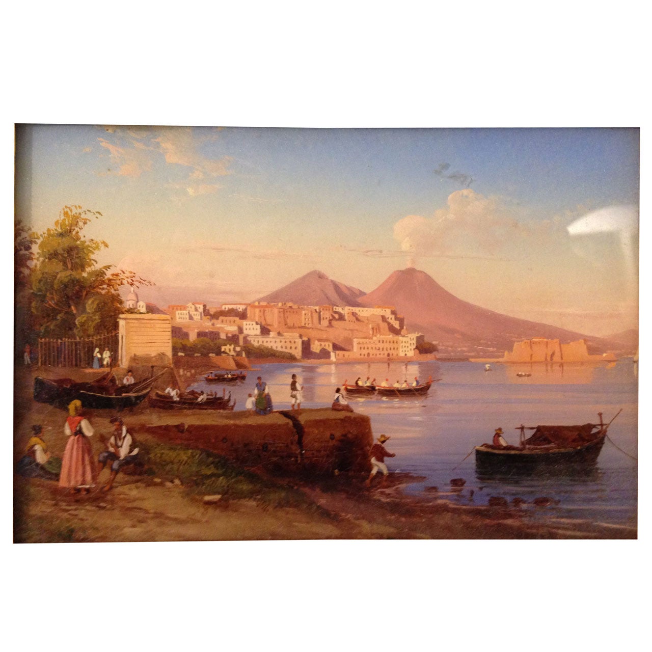 19th Italie(Naples)Oil On Glass For Sale