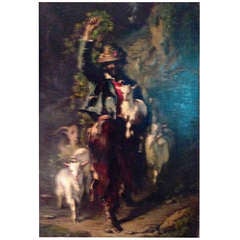 Antique 19th Italie Giuseppe Palizzi Oil On Canvas