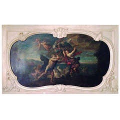18th French Oil On Canvas Mythological Scene "Neptune kidnaps Persephone"