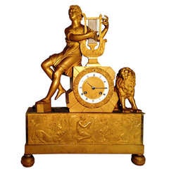 19th French Clock In Bronze Gold Empire