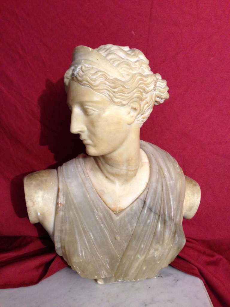 19th Century French and Alabaster Marble Sculpture