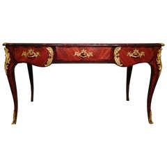 Antique Late   19th Century French Wood Desk In Ebony and Rose Napoleon III