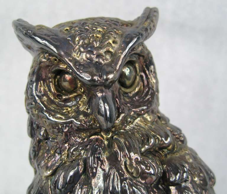 Highly Detailed Sterling Silver Owl at 1stDibs