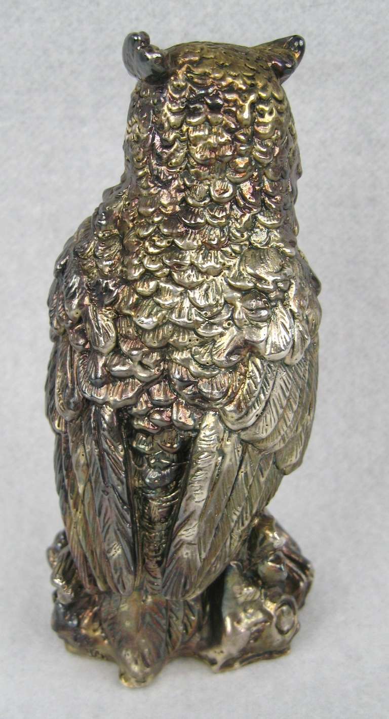 Highly Detailed Sterling Silver Owl at 1stDibs