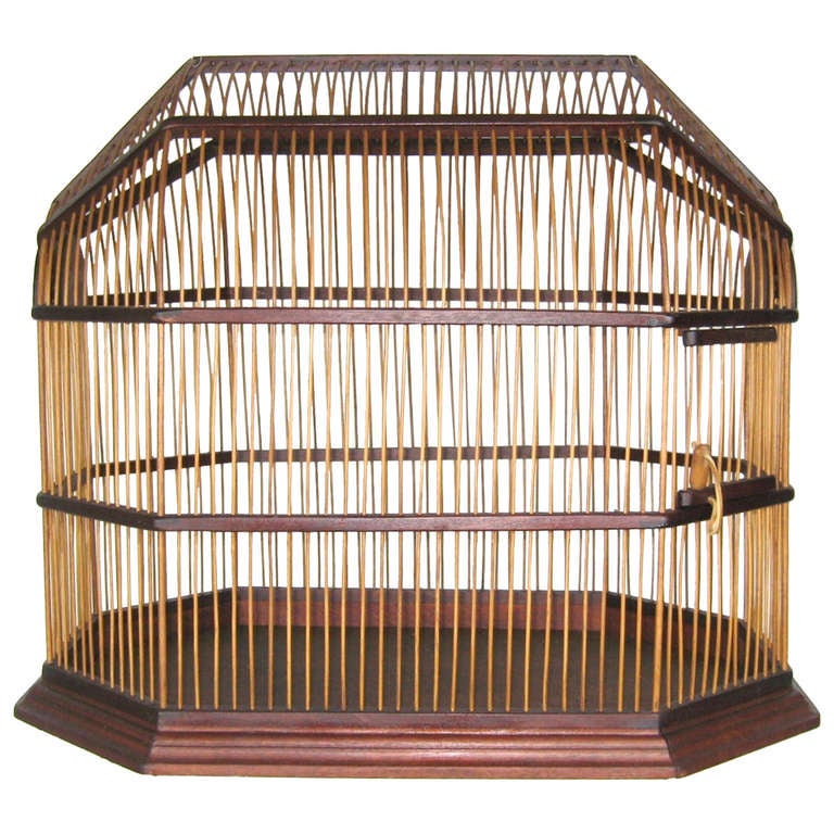 Stunning Mid Century Modern Walnut Bird Cage