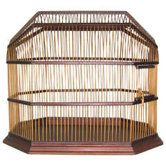Vintage Stunning Mid Century Modern Walnut Bird Cage