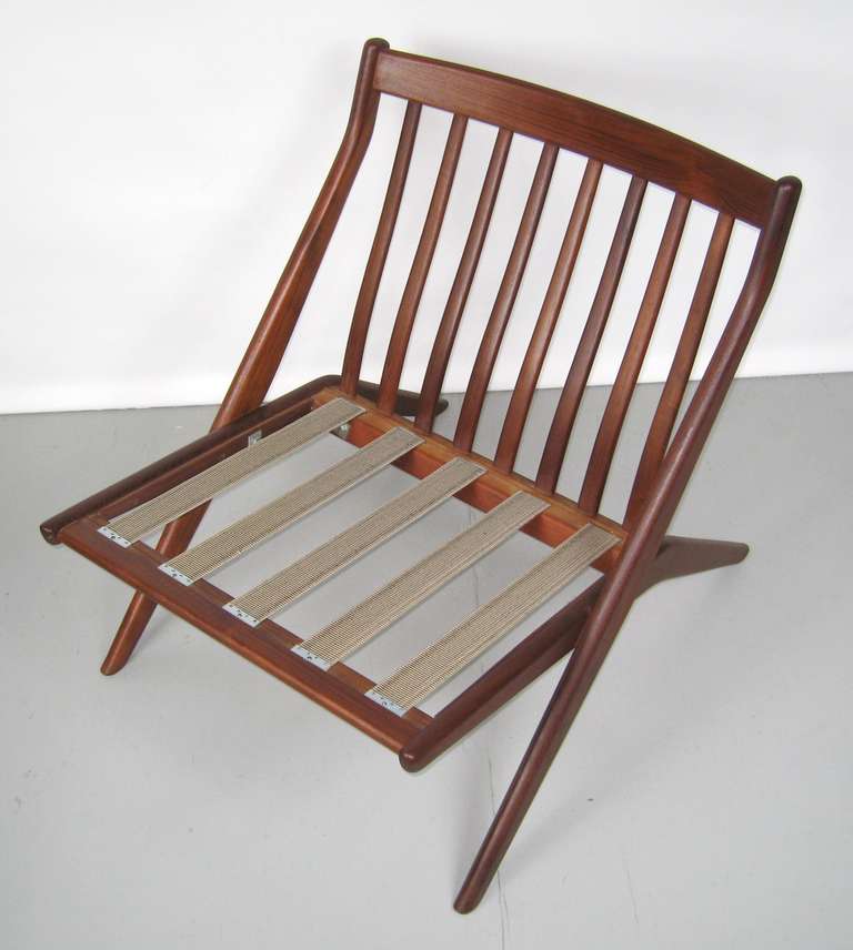 Mid-20th Century Folke Ohlsson for DUX Walnut Scissor Chairs