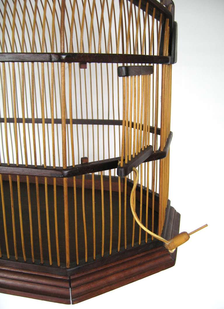 Stunning Mid Century Modern Walnut Bird Cage 1