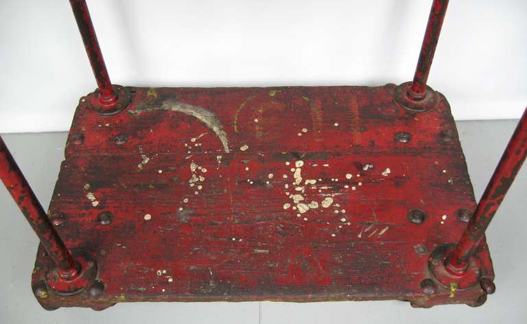 Mid-Century Industrial Cart from Schrade Knife Factory in Red In Distressed Condition In Wallkill, NY