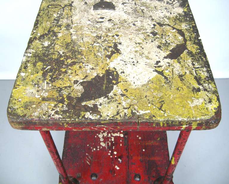 Metal Mid-Century Industrial Cart from Schrade Knife Factory in Red
