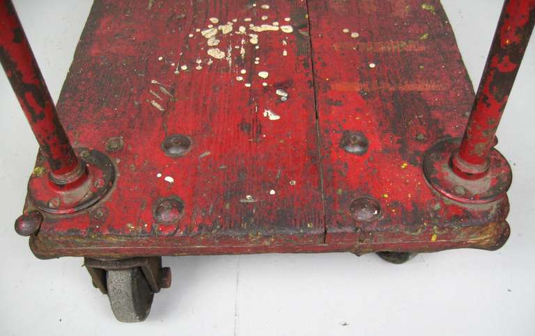 Mid-Century Industrial Cart from Schrade Knife Factory in Red 1