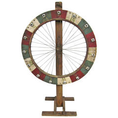 Early Folk Art Wooden Tire Game Wheel 9