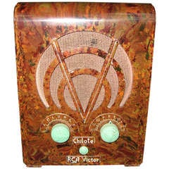 1930's R C A Chilote Marbleized Bakelite Tombstone Art Deco Tube Radio. 11