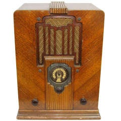 Vintage 1933 Air King Rare Sky Scraper Atlas Wood Tube Radio