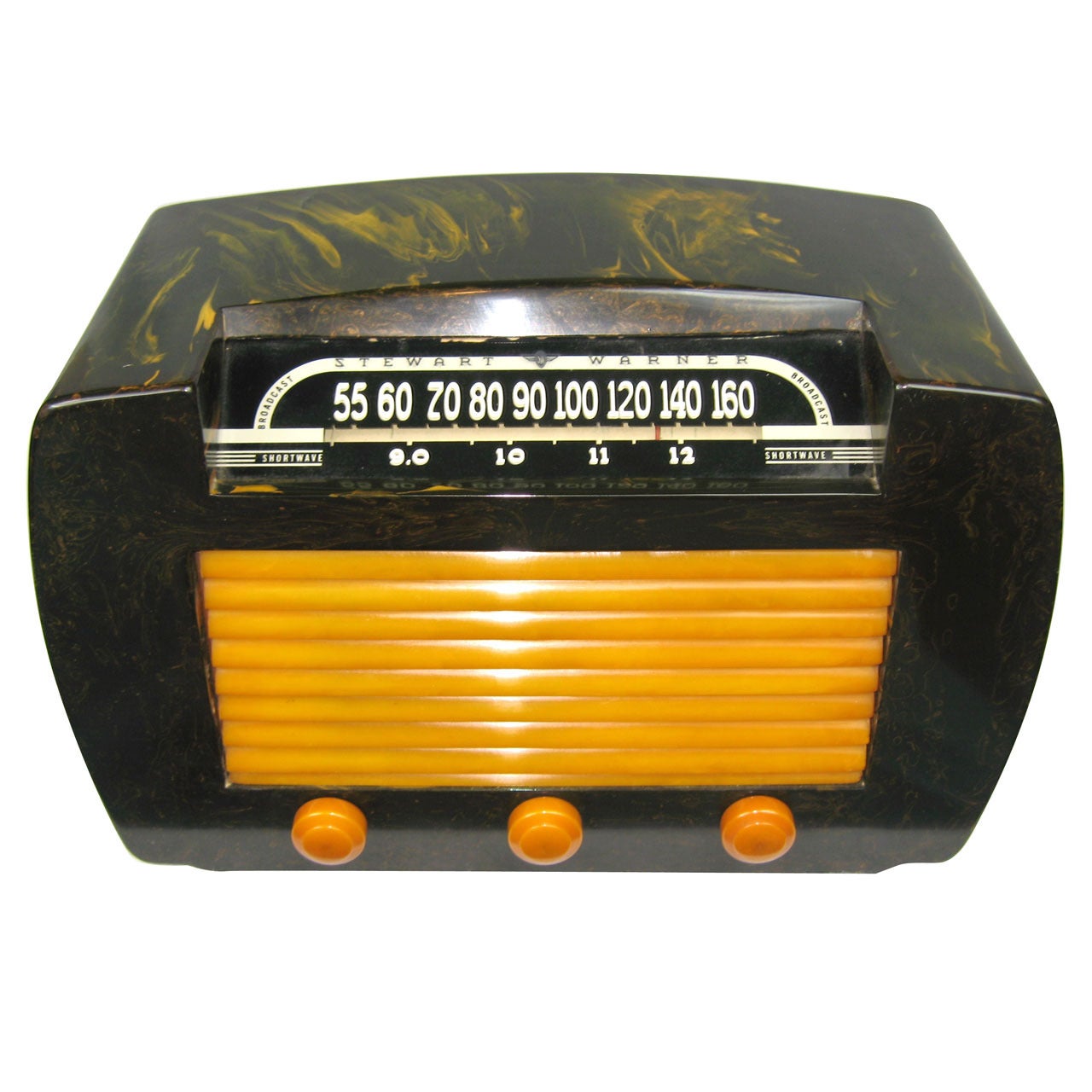 1945 Stewart Warner 62T36 Black Yellow Catalin Bakelite Radio