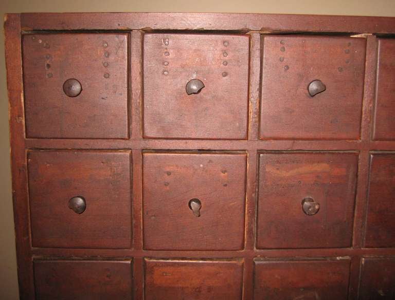 Primitive 19th C. 32 Drawer Apothecary Cabinet With Original Finish