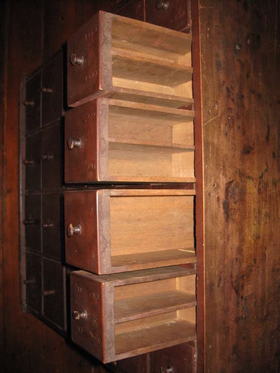 Wood 19th C. 32 Drawer Apothecary Cabinet With Original Finish