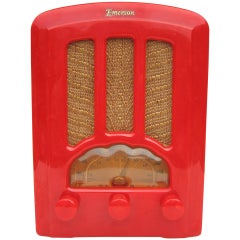 1937 Red Emerson AU-190 Cathedral Catalin / Bakelite Tube Radio