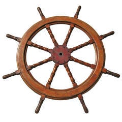 Late 19th C. Ships Wheel Hard Wood And Iron 3