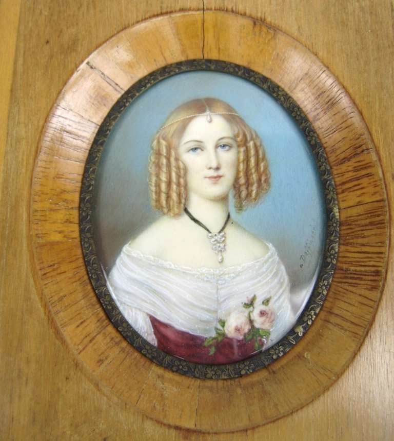 A Pair of 19th Century Ivory Framed Miniature Portrait Signed, Daffinger.
Highly detailed Miniature by Moritz Michael Daffinger.
The painting are 2.5