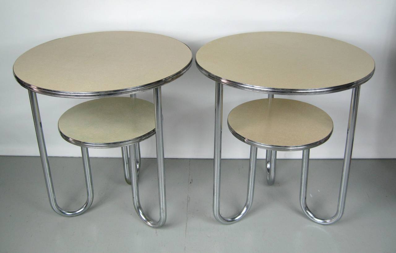 Pair of Royal Chrome Art Deco Tables For Sale at 1stdibs