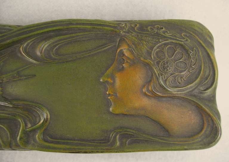 Bronze Art Nouveau Dresser Glove Box Charles Émile Jonchery