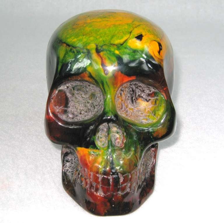 Wonderful color on this end of day Bakelite skull. A show stopper! Vibrant Yellows, Greens, Reds and more fabulous colors.
Feel Free to Call or hit contact dealer for any additional questions you have.