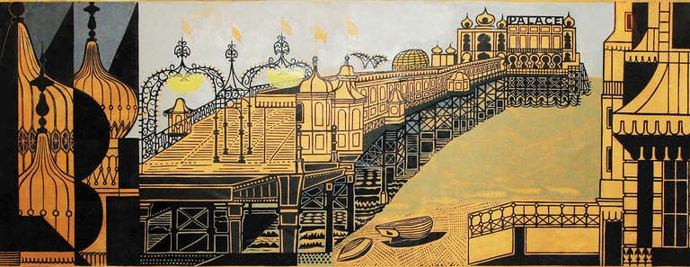 A large original linocut by Edward Bawden CBE, RA. Signed in pencil and inscribed 