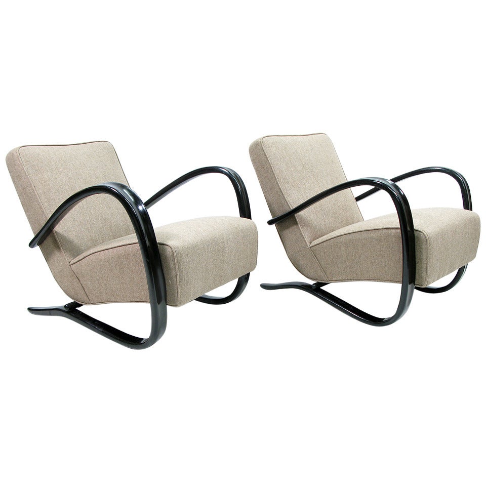 Pair Of Deco Armchairs by Jindrich Halabala
