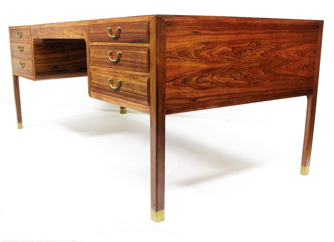 1950s Danish Rosewood Desk by Ole Wanscher for A J Iversen In Excellent Condition In London, GB