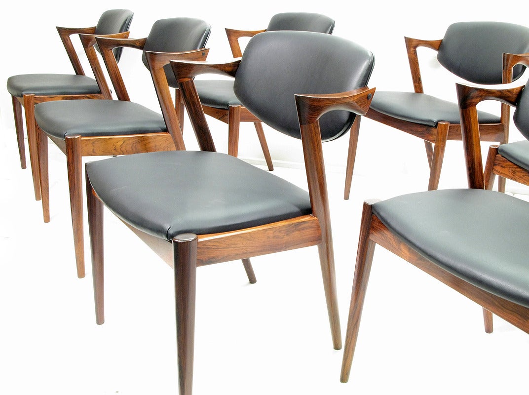 Eight Danish Rosewood Dining Chairs by Kai Kristiansen 4