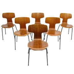 Six 3103 Chairs by Arne Jacobsen for Fritz Hansen