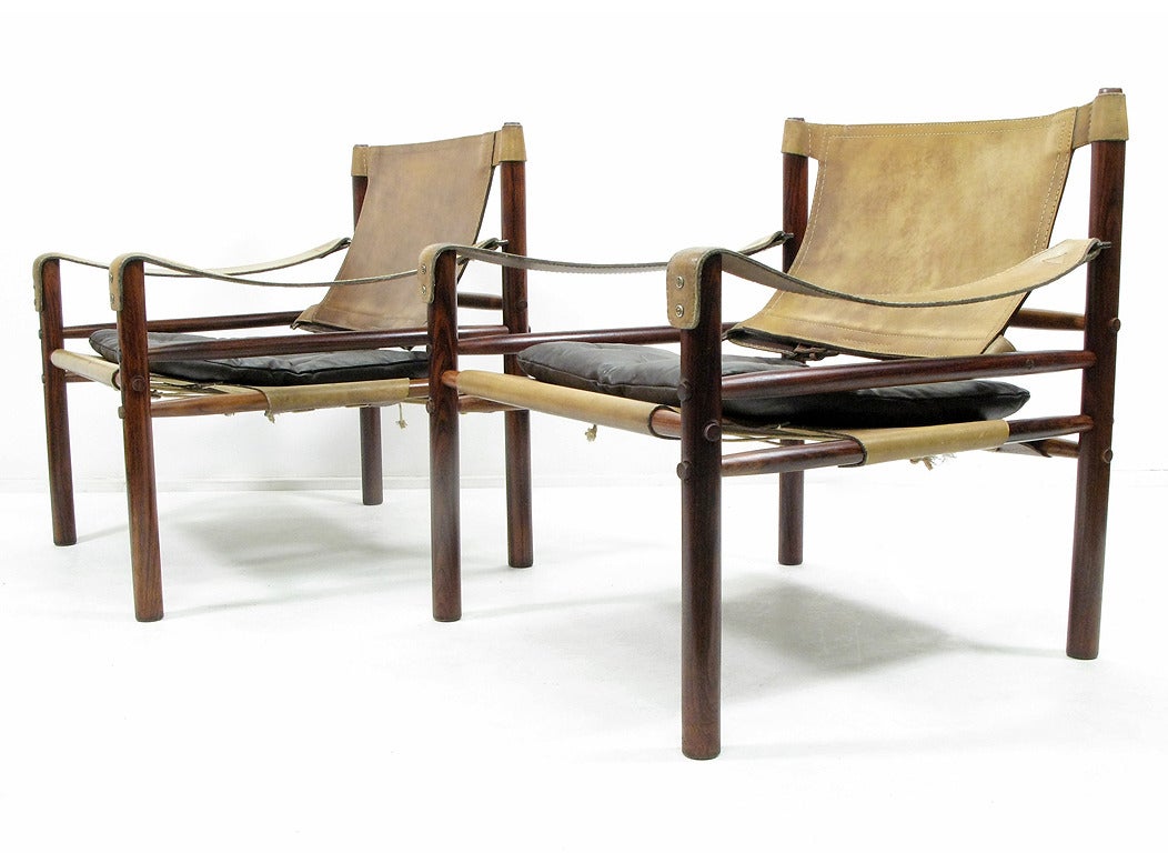 Scandinavian Modern Two Rosewood Sirocco Chairs by Arne Norell