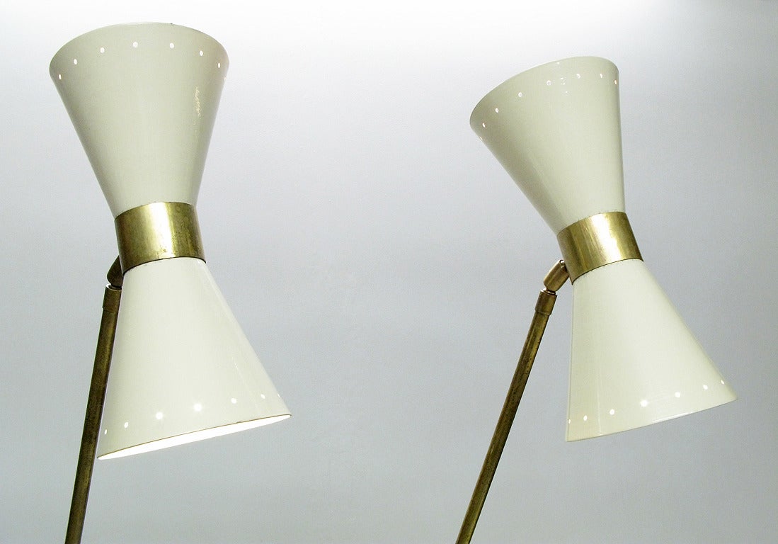 Mid-20th Century Two Tall Italian Articulated Floor Lamps