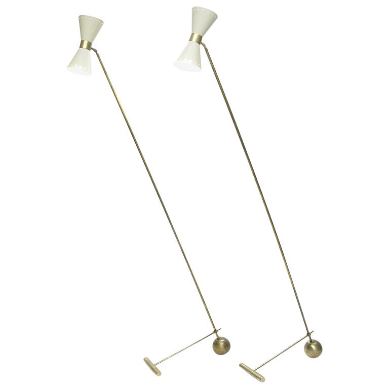 Two Tall Italian Articulated Floor Lamps